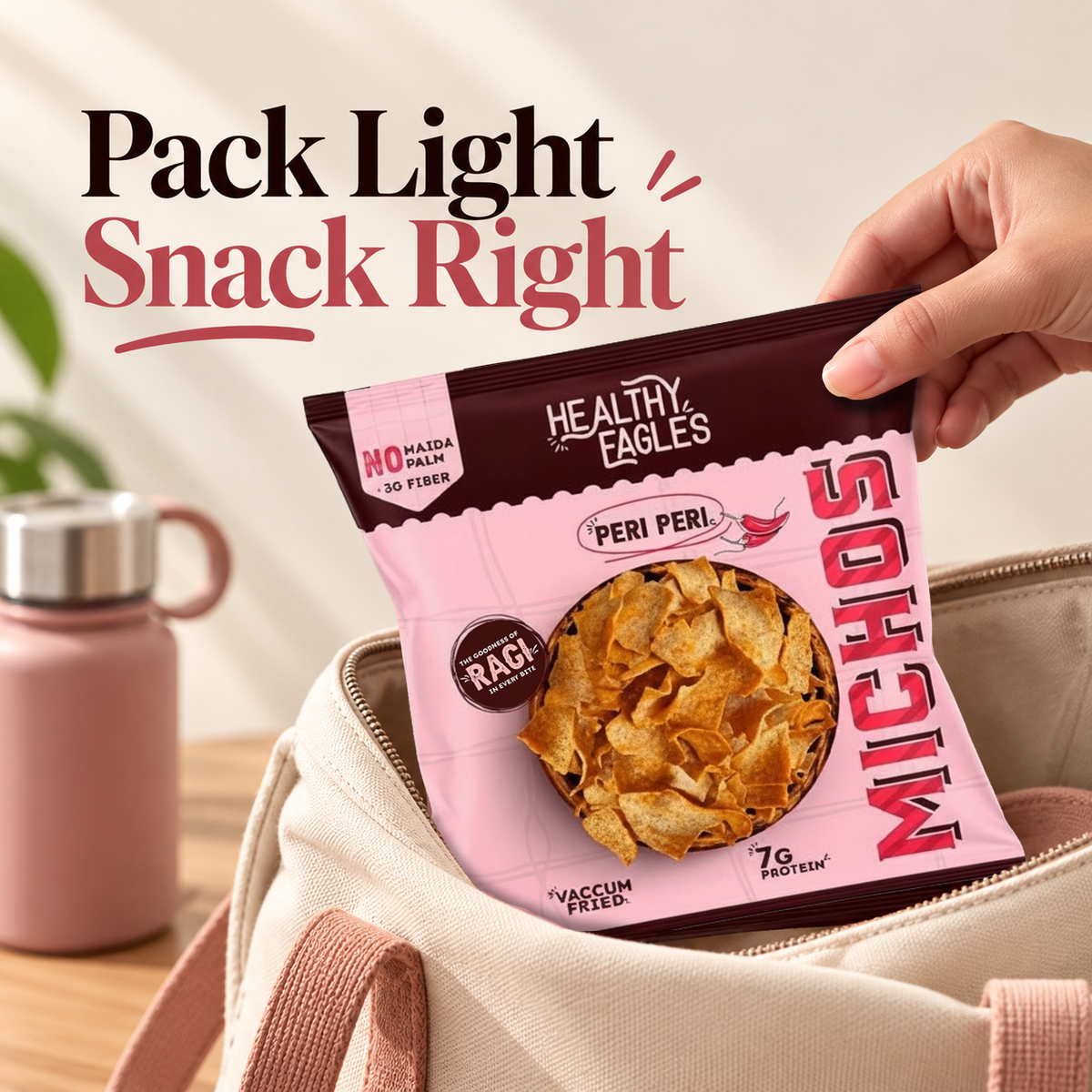 Healthy Eagles Peri Peri Michos | 7g Protein | 3g Fiber | No Maida | No Palm Oil | Vacuum Fried | 35g
