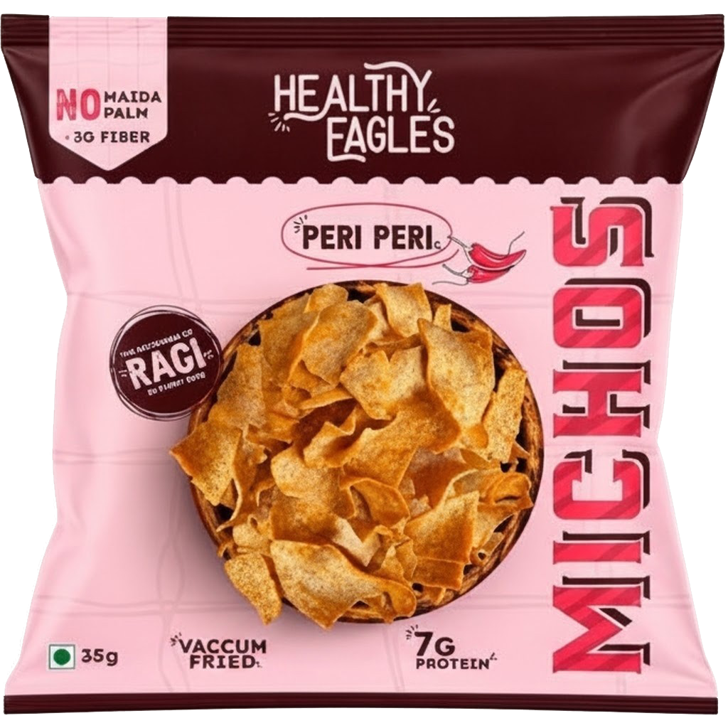 Healthy Eagles Peri Peri Michos | 7g Protein | 3g Fiber | No Maida | No Palm Oil | Vacuum Fried | 35g